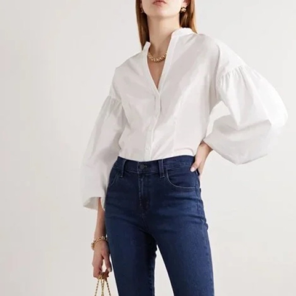 Veronica Beard Aileen Puffed-Sleeve Blouse